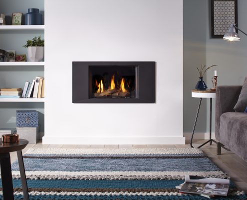 Dru Global 55 Conventional Flue Gas Fire with Ceraglass and Panoramic frame
